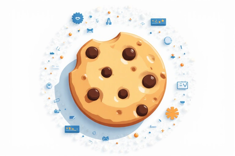 Ilustración de una galleta digital representando una cookie en un navegador web.